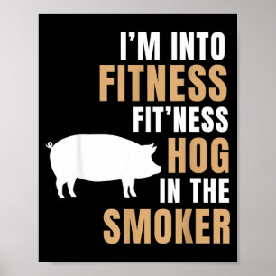 Affiche Dans la forme hog bbq fumeur rôti drôle cochon