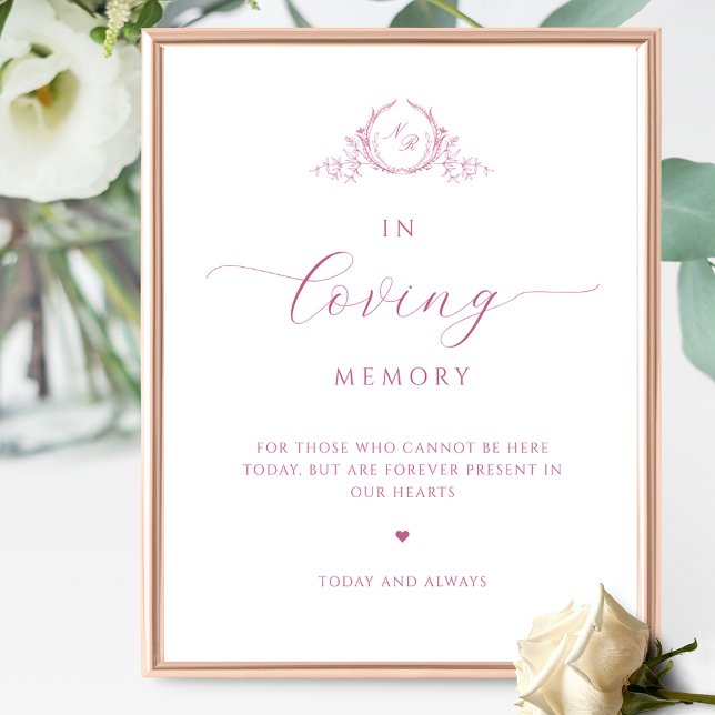 Affiche Dans la mémoire aimée, Script Monogram Mauve Rose  (Créateur téléchargé)