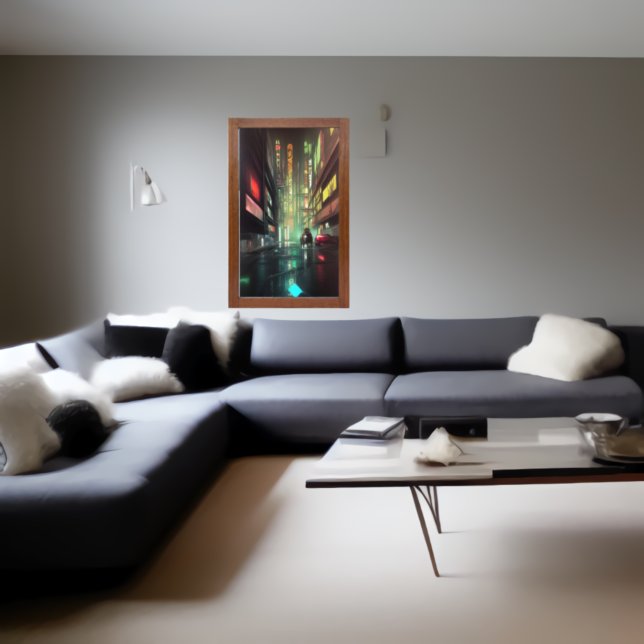 Affiche Dans la rue à l'affiche d'art AI de nuit (Créateur téléchargé)