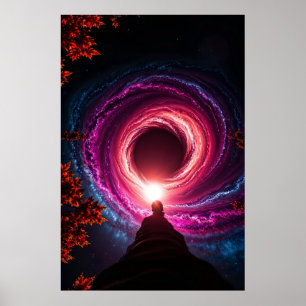 Affiche "Dans l'abîme — Galaxie du trou noir néon" Premium
