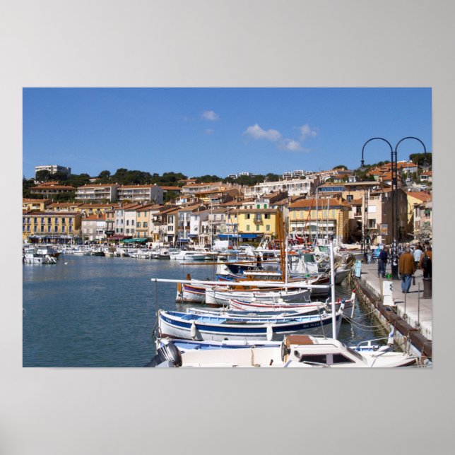 Affiche Dans le port du village de Cassis. pêche et (Devant)