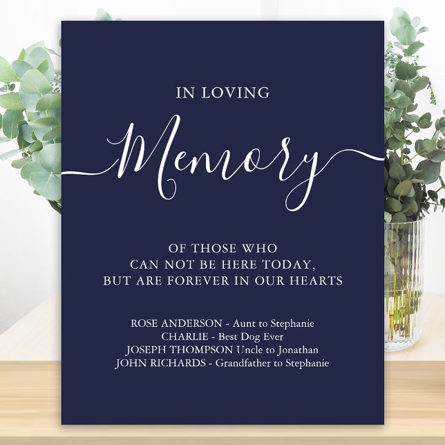 Affiche Dans Love Mémoire Mariage Mémorial Bleu Marine (Créateur téléchargé)