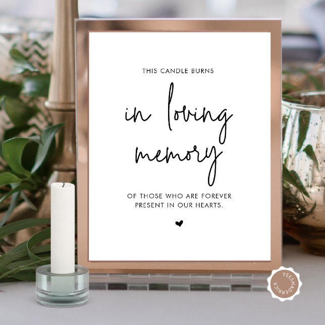 Affiche Dans Love Memory Candle, Mariage Memorial Table (In Loving Memory Candle, Wedding Memorial Table Sign, Digital Download, Modern Minimalist design)