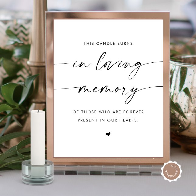 Affiche Dans Love Memory Candle, Mariage Memorial Table (In Loving Memory Candle Burns, Wedding Memorial Table Sign, Digital Download, Modern script)