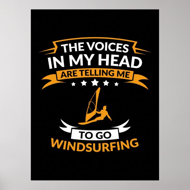 Affiche Dans Ma Tête Je Veux Aller Planche À Voile (Devant)