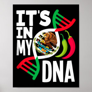 Affiche Dans mon adn drapeau de fierté mexicaine racines d