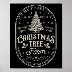 Affiche Dans Mon Coeur Est Une Ferme D'Arbre De Noël Vinta