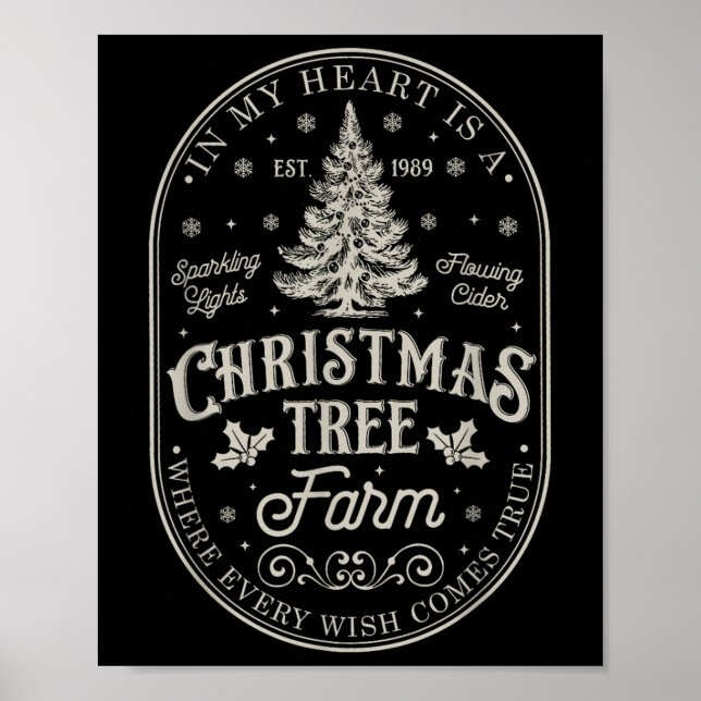 Affiche Dans Mon Coeur Est Une Ferme D'Arbre De Noël Vinta (Devant)