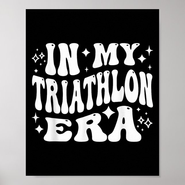 Affiche Dans mon ère de triathlon drôle nage vélo course a (Devant)