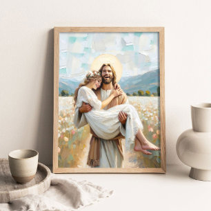 Affiche Dans Ses bras, l'art chrétien, Jésus guérit une fi