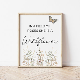 Affiche Dans un champ de roses Boho Wildflower Girl Nurser