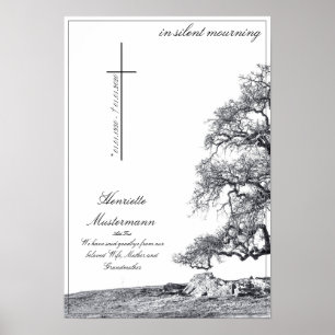 Affiche Dans un deuil silencieux - arbre sur un pré