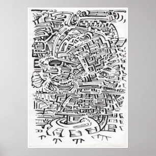 Affiche Dans un Entre-lieu, dessin à l'encre de Chine