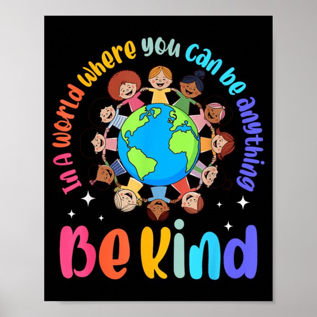 Affiche Dans un monde soyez gentil les enfants positifs ch (Devant)