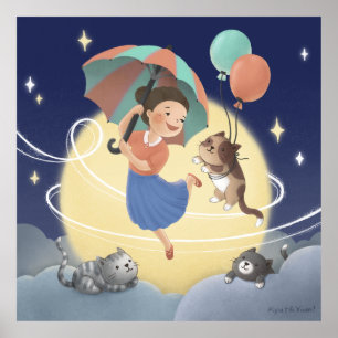 Affiche Danse avec les chats la nuit de la Lune