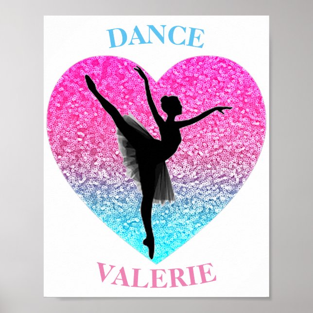 Affiche Danse Ballerina avec/ Nom personnalisé (Devant)