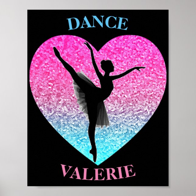 Affiche Danse Ballerina avec/ Nom personnalisé (Devant)