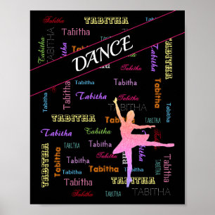 Affiche Danse Ballerina avec nom personnalisé partout