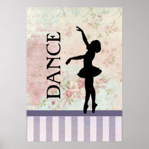 Affiche Danse - Ballerina Silhouette sur Arrière - plan Vi