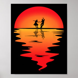 Affiche Danse carré Coucher de soleil Carré Danseuse Vinta
