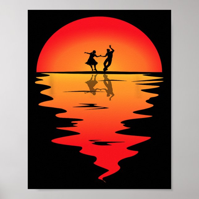 Affiche Danse carré Coucher de soleil Carré Danseuse Vinta (Devant)