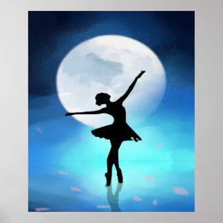 Affiche Danse de ballet sur la Lune | Cadeau utile, Vintag