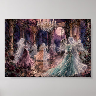 Affiche Danse de fantômes gothiques dans un salon de bal f