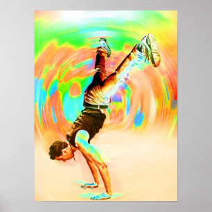 Affiche Danse de rue, Vert/Jaune/Oranges, Non-Sil