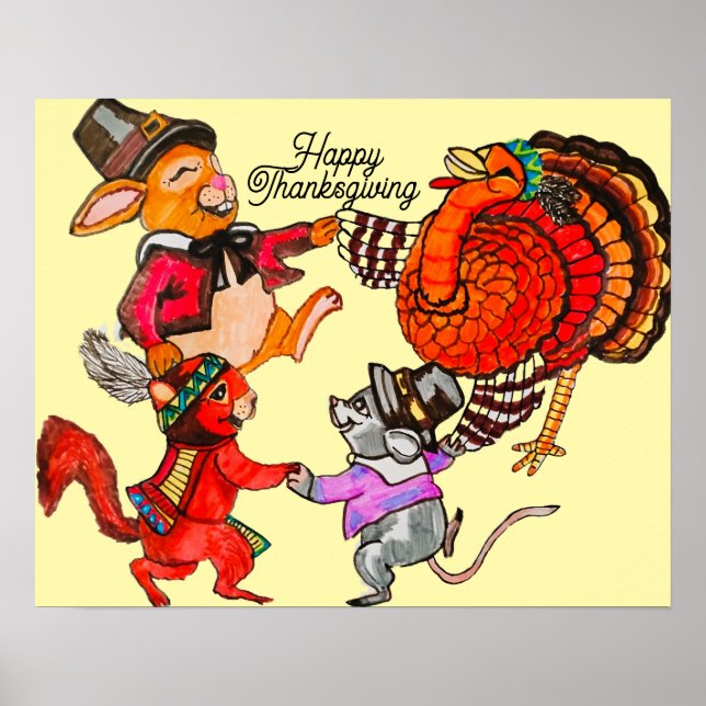 AFFICHE DANSE DE THANKSGIVING DE PETIT ANIMAL  (Devant)