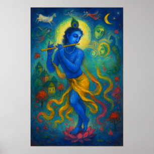 Affiche Danse divine du Seigneur Krishna : Bliss éternels