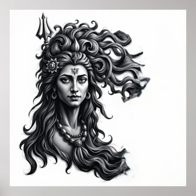 Affiche Danse Divine : Shiva Charcoal Art (Devant)
