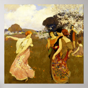 Affiche Danse du printemps, Arthur F. Mathews