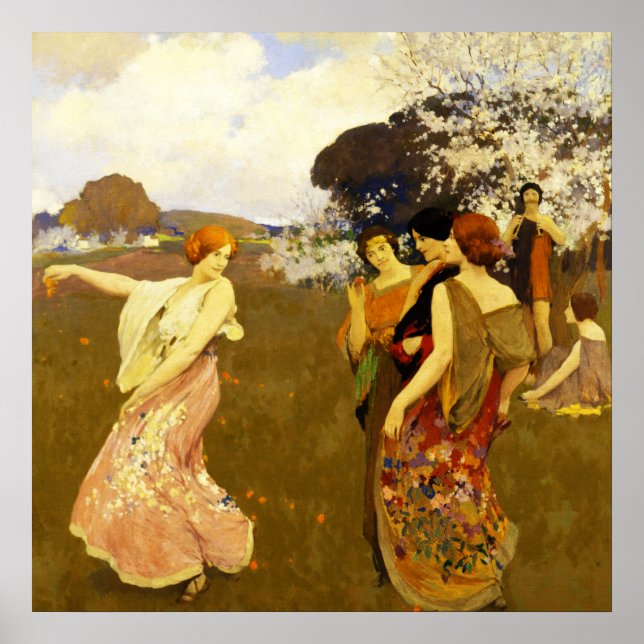 Affiche Danse du printemps, Arthur F. Mathews (Devant)