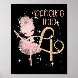 Affiche Danse en 4e anniversaire Fille Ballet Party Danse