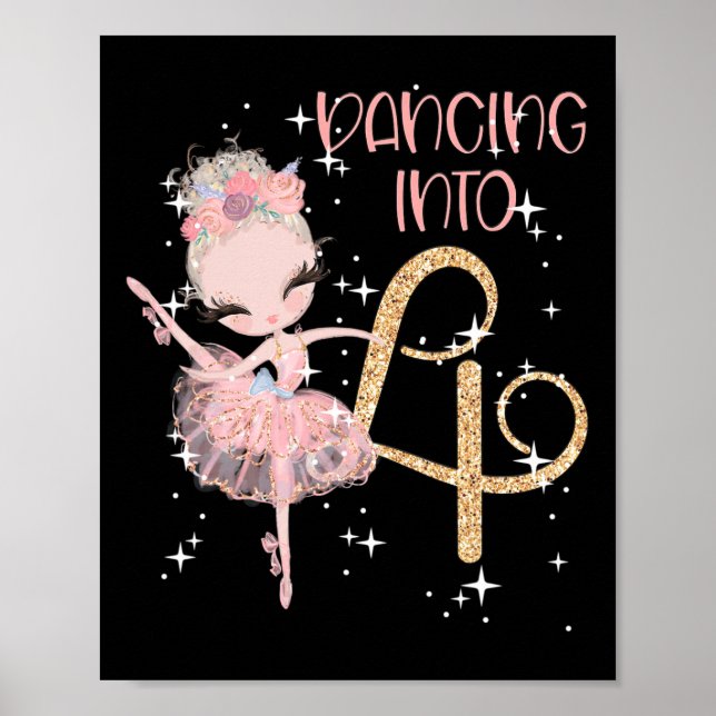 Affiche Danse en 4e anniversaire Fille Ballet Party Danse (Devant)