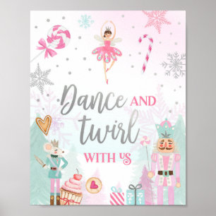 Affiche Danse et Twirl Nutcracker Ballerina Girl Argent