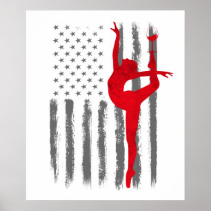 Affiche Danse et Vin - Drapeau américain vintage USA pour