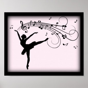 Affiche Danse Extraordinaire Ballerina avec musique rose