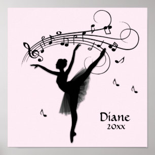 Affiche Danse Extraordinaire Ballerina avec musique rose