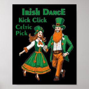 Affiche Danse Irlandaise Kick Click Danse St Patricks Day 