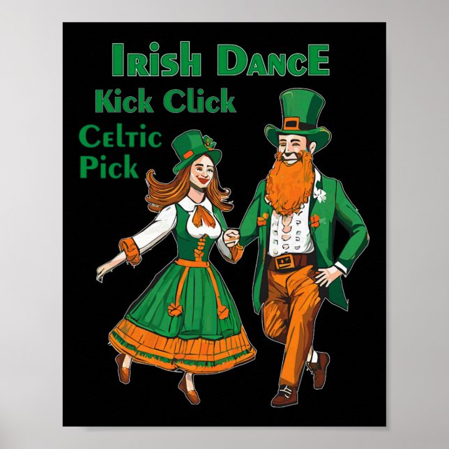 Affiche Danse Irlandaise Kick Click Danse St Patricks Day  (Devant)