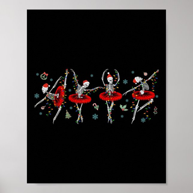 Affiche Danse Skeleton Ballet Ballerina Filles de Noël (Devant)