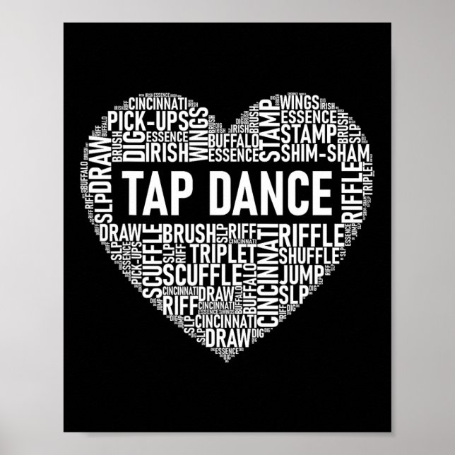 Affiche Danse sur le robinet - Mot en forme de coeur Danse (Devant)