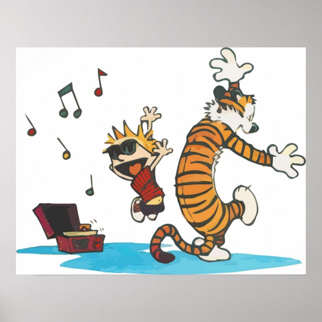 Affiche Danser avec Vinyl Phonograph Cute Hobbes (Devant)