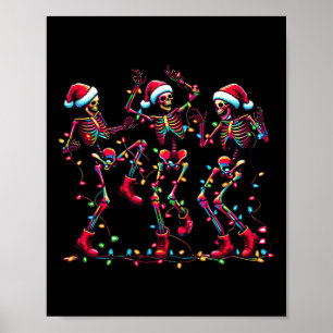 Affiche Danser drôle Skeletons Santa Hat Danse Noël