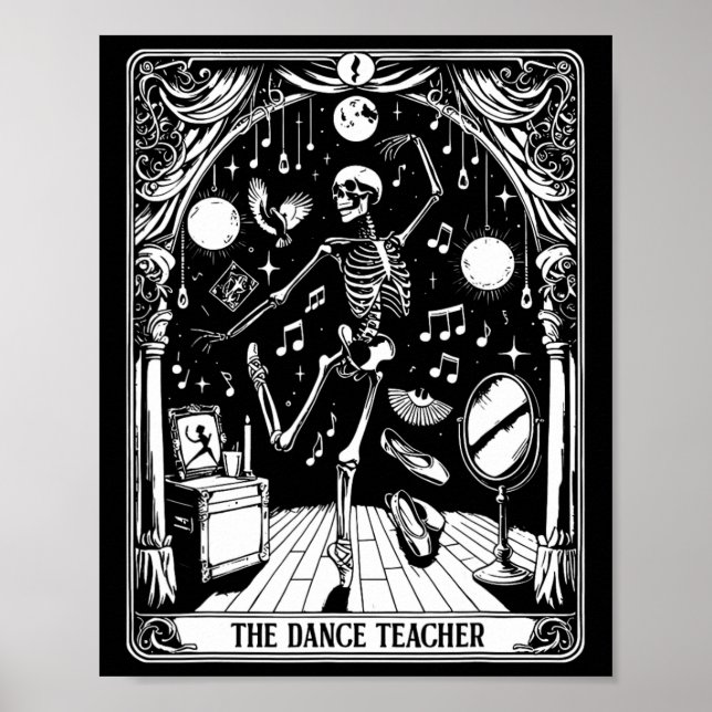 Affiche Danser Enseignant Carte Tarot Squelette Danser Bal (Devant)
