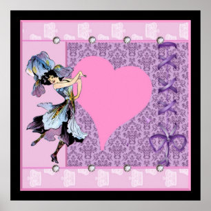 Affiche Danser Fleur Vintage Fée Imaginaire Design LeahG