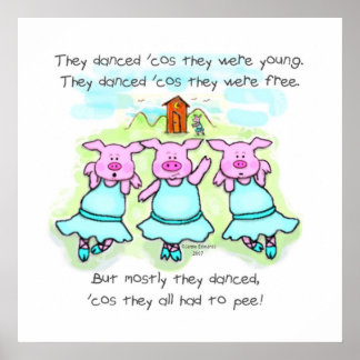 Affiche Danser Poing Pig Art Imprimer