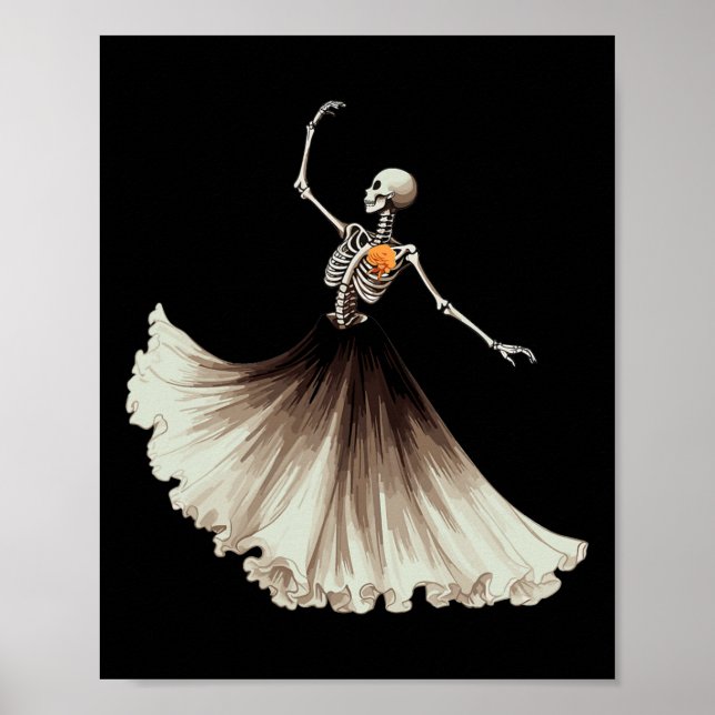 Affiche Danser Skeleton Llerina Llet Danser Halloween Femm (Devant)