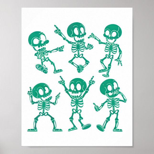 Affiche Danser Skeletons Danser Défi Fille Garçons Enfants (Devant)